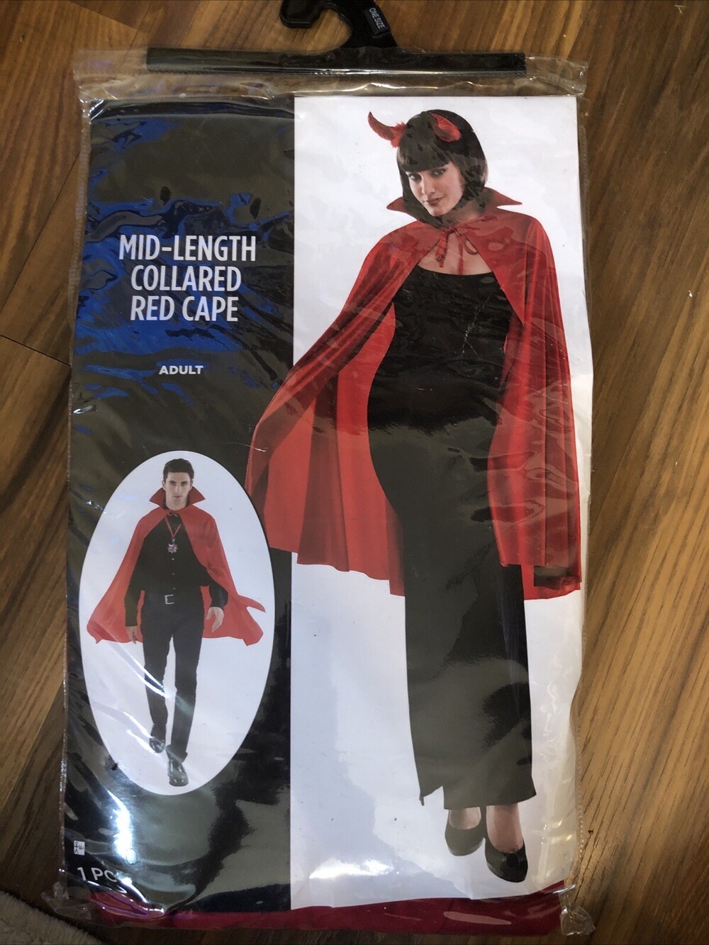 Adult Mid-Length Collared Red Cape Costume